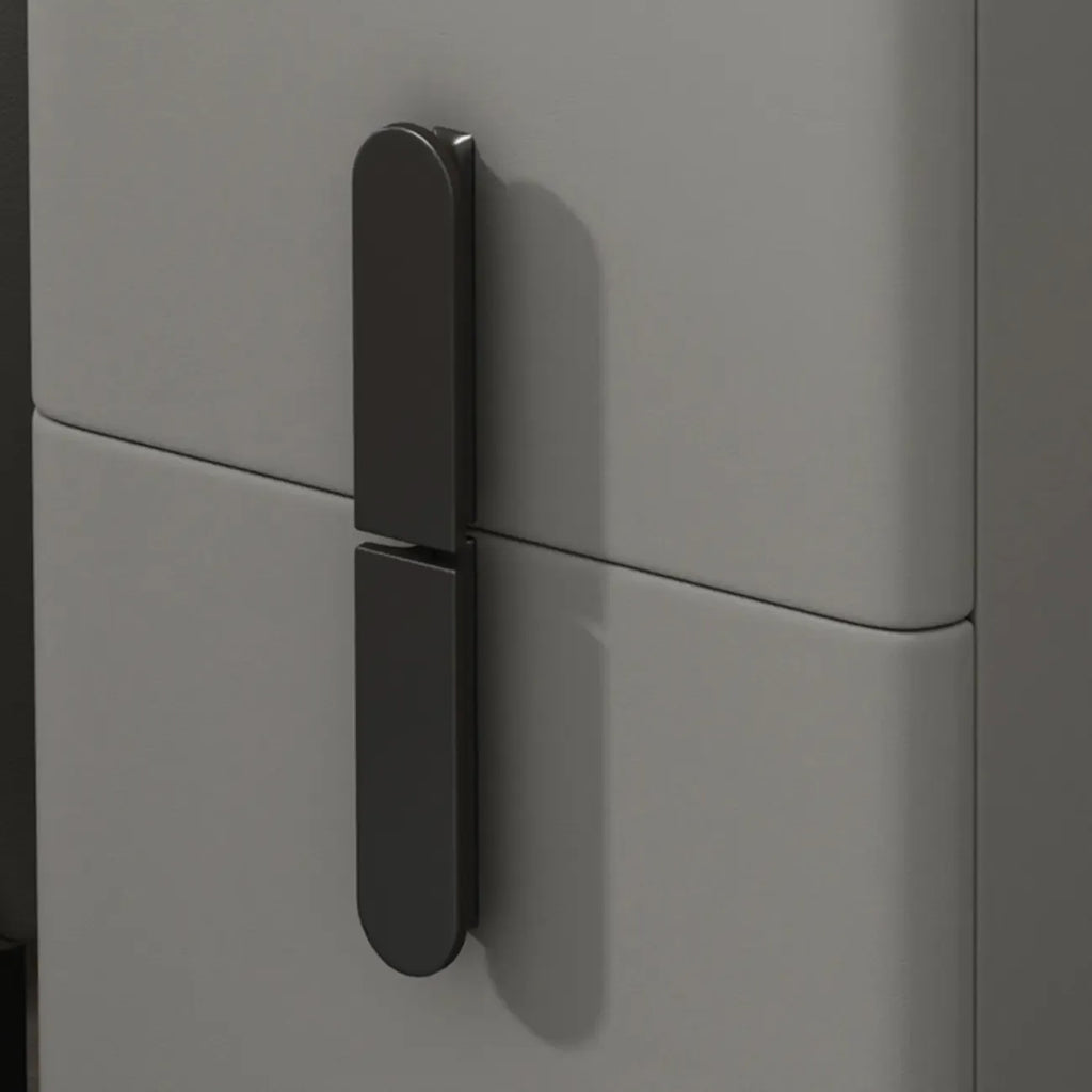 Trendy Gray Bedside 2-Drawer Nightstand with Stone Top