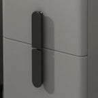 Trendy Gray Bedside 2-Drawer Nightstand with Stone Top