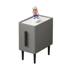 Trendy Gray Bedside 2-Drawer Nightstand with Stone Top
