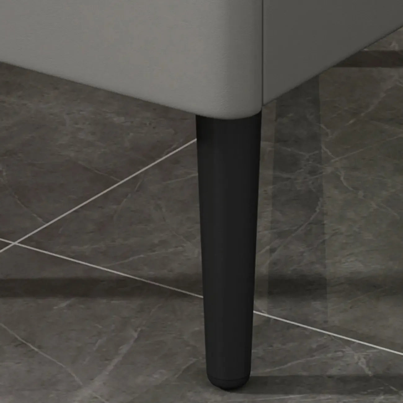 Trendy Gray Bedside 2-Drawer Nightstand with Stone Top