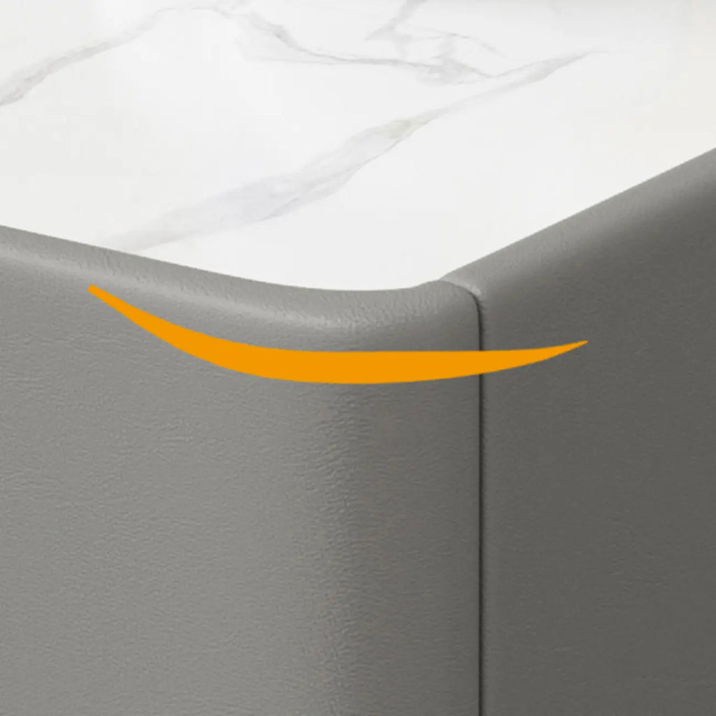 Trendy Gray Bedside 2-Drawer Nightstand with Stone Top