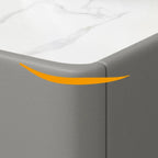 Trendy Gray Bedside 2-Drawer Nightstand with Stone Top