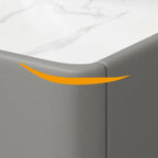 Trendy Gray Bedside 2-Drawer Nightstand with Stone Top