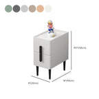 Trendy Gray Bedside 2-Drawer Nightstand with Stone Top