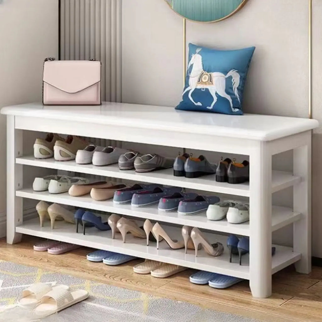 Simple Rectangular Solid Color Storage Entryway Bench