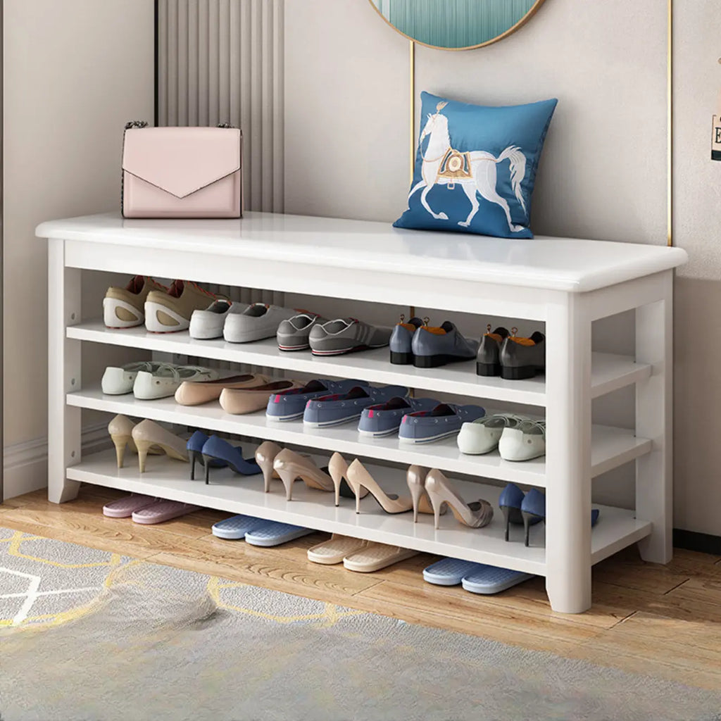 Simple Rectangular Solid Color Storage Entryway Bench