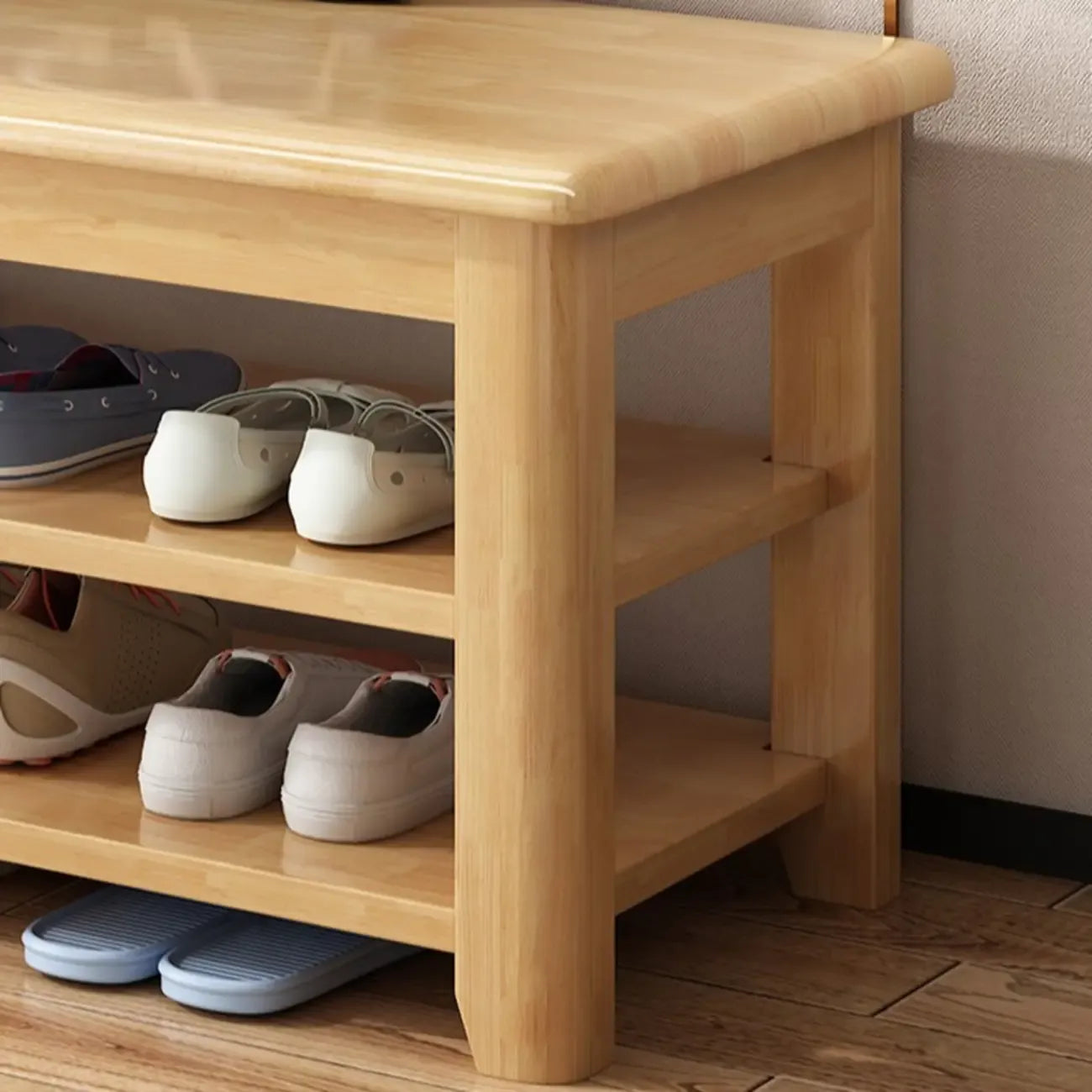 Simple Rectangular Solid Color Storage Entryway Bench