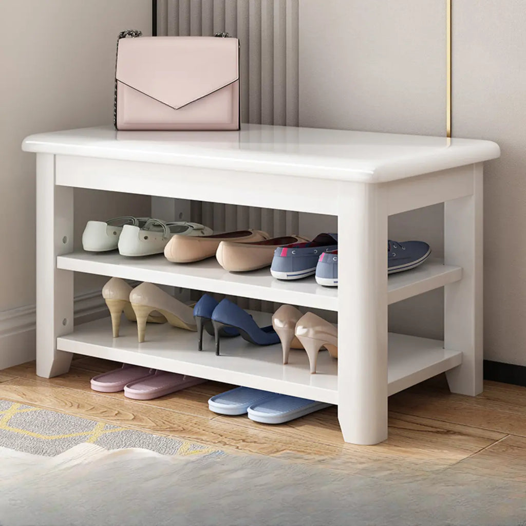 Simple Rectangular Solid Color Storage Entryway Bench