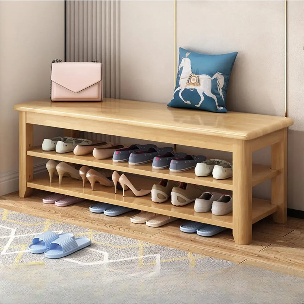 Simple Rectangular Solid Color Storage Entryway Bench