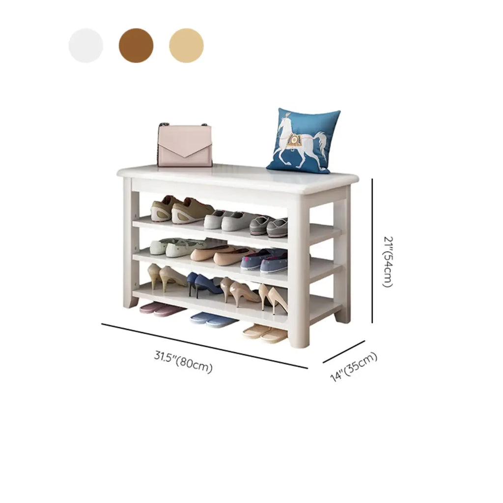Simple Rectangular Solid Color Storage Entryway Bench