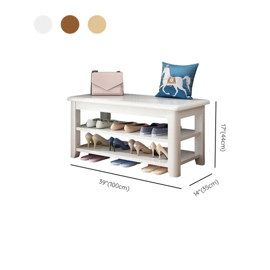 Simple Rectangular Solid Color Storage Entryway Bench
