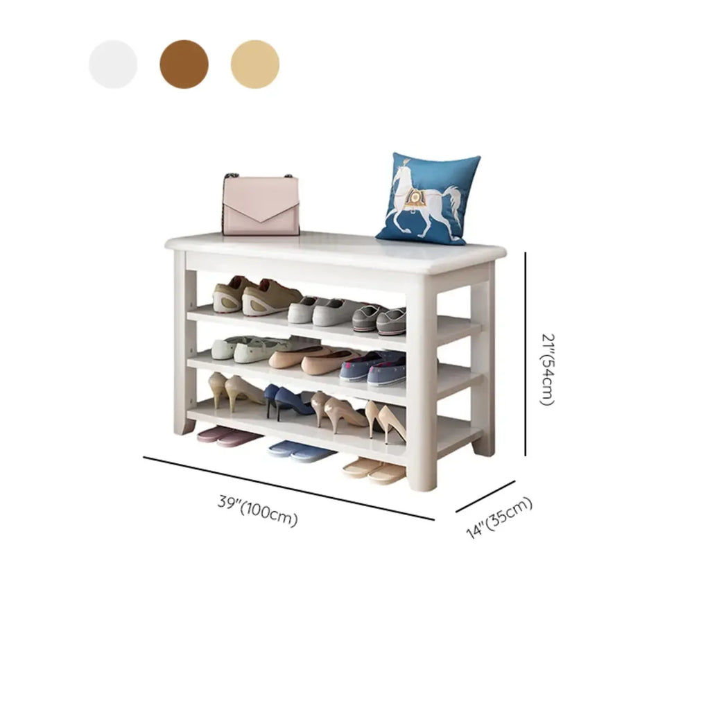 Simple Rectangular Solid Color Storage Entryway Bench