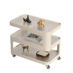 Unique 3-Tier Rotating White Corrugated Glass Metal Side Table
