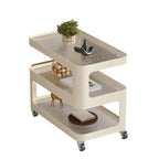 Unique 3-Tier Rotating White Corrugated Glass Metal Side Table
