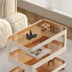 Unique 3-Tier Rotating White Corrugated Glass Metal Side Table