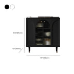 Narrow Glass Wooden White Black Sideboard Cabinet with Doors