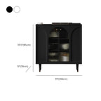 Narrow Glass Wooden White Black Sideboard Cabinet with Doors