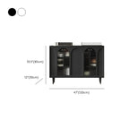 Narrow Glass Wooden White Black Sideboard Cabinet with Doors