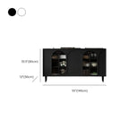 Narrow Glass Wooden White Black Sideboard Cabinet with Doors