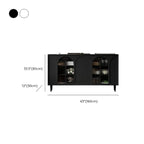 Narrow Glass Wooden White Black Sideboard Cabinet with Doors