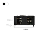 Narrow Glass Wooden White Black Sideboard Cabinet with Doors