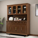 Kitchen Wooden White Cabinet Sideboard Built-in Wine Rack