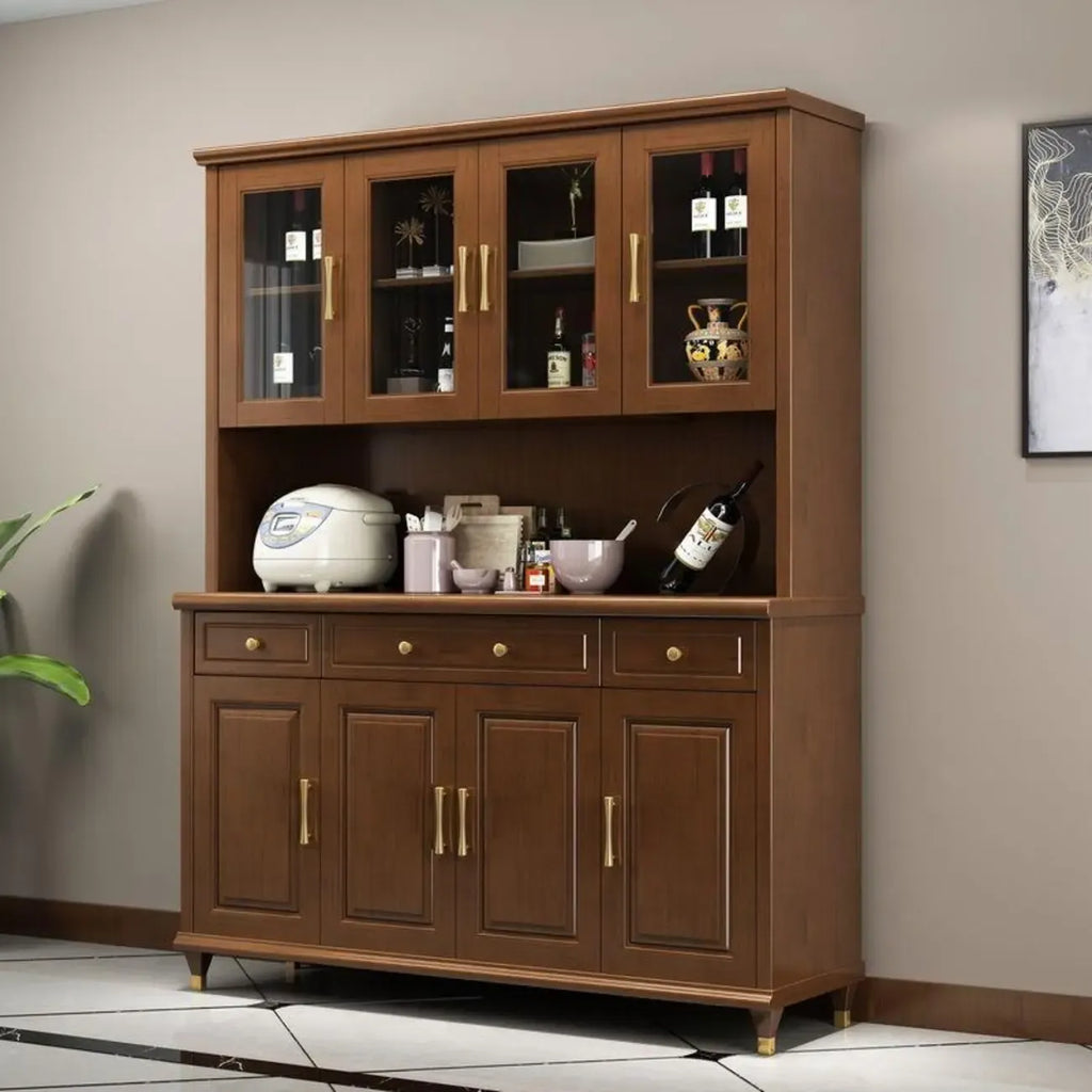 Kitchen Wooden White Cabinet Sideboard Built-in Wine Rack
