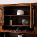 Kitchen Wooden White Cabinet Sideboard Built-in Wine Rack