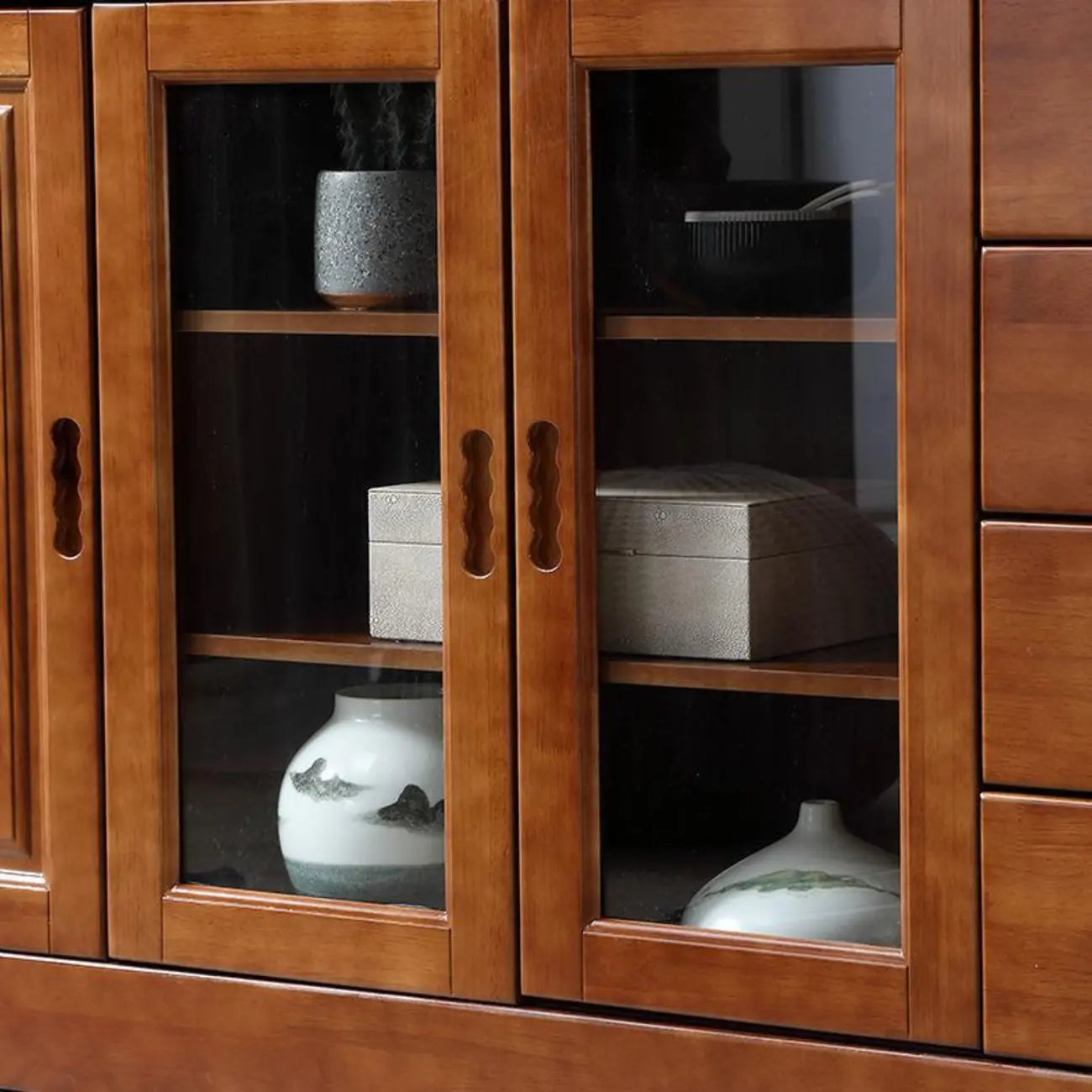 Kitchen Wooden White Cabinet Sideboard Built-in Wine Rack