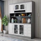 Kitchen Wooden White Cabinet Sideboard Built-in Wine Rack