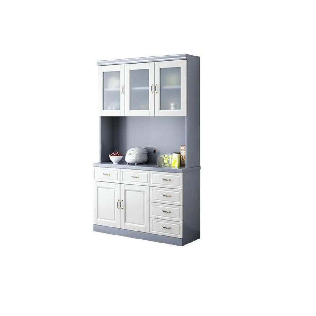 Kitchen Wooden White Cabinet Sideboard Built-in Wine Rack
