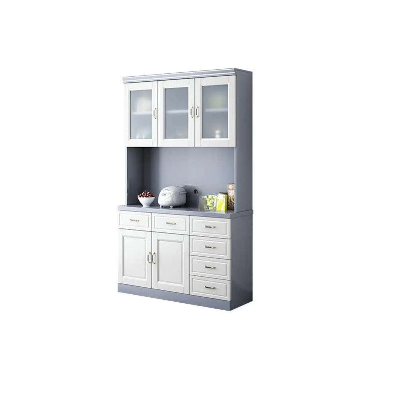 Kitchen Wooden White Cabinet Sideboard Built-in Wine Rack