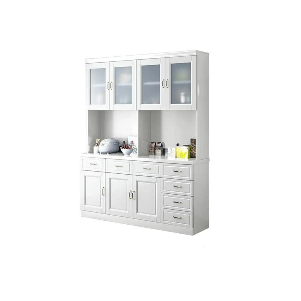 Kitchen Wooden White Cabinet Sideboard Built-in Wine Rack