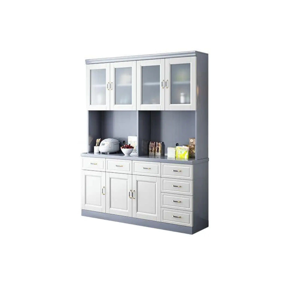 Kitchen Wooden White Cabinet Sideboard Built-in Wine Rack