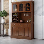 Kitchen Wooden White Cabinet Sideboard Built-in Wine Rack