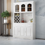 Kitchen Wooden White Cabinet Sideboard Built-in Wine Rack