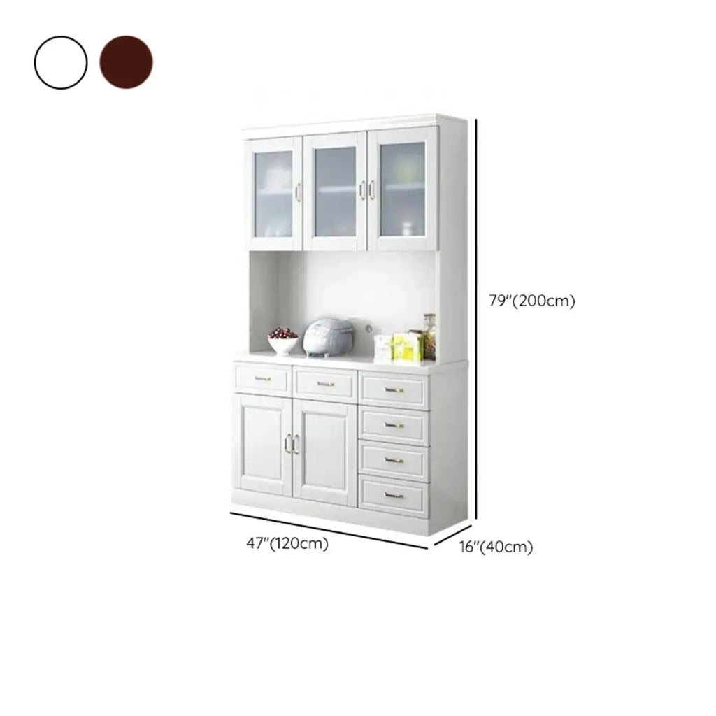 Kitchen Wooden White Cabinet Sideboard Built-in Wine Rack