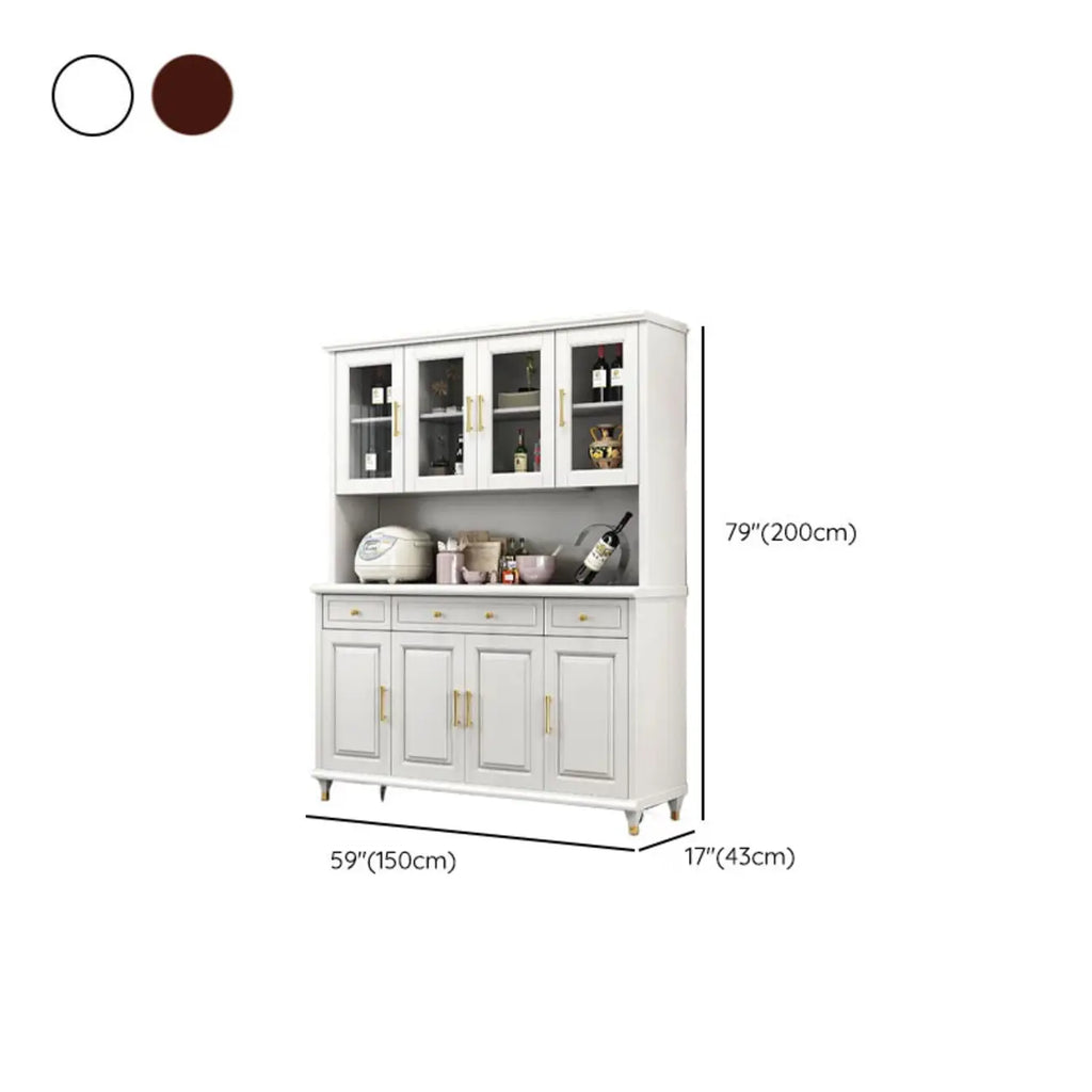 Kitchen Wooden White Cabinet Sideboard Built-in Wine Rack