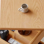 Adjustable 3-Tier Natural Wood Mobile Sofa Side Table