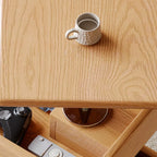 Adjustable 3-Tier Natural Wood Mobile Sofa Side Table