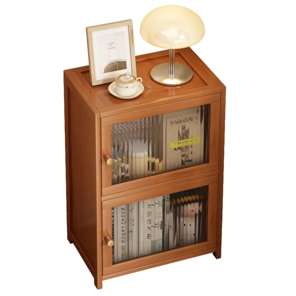 Wooden Storage Bedside Cabinet with 2 Shelves Nightstand
