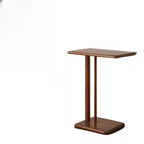 Slim Natural Wooden C-Shaped Sofa Side Table with Storage