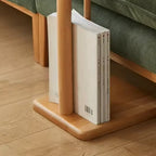 Slim Natural Wooden C-Shaped Sofa Side Table with Storage