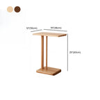 Slim Natural Wooden C-Shaped Sofa Side Table with Storage