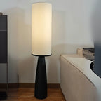 Modern Geometric Fabric Shade Wood Floor Lamp