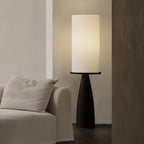 Modern Geometric Fabric Shade Wood Floor Lamp