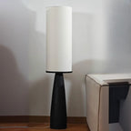 Modern Geometric Fabric Shade Wood Floor Lamp