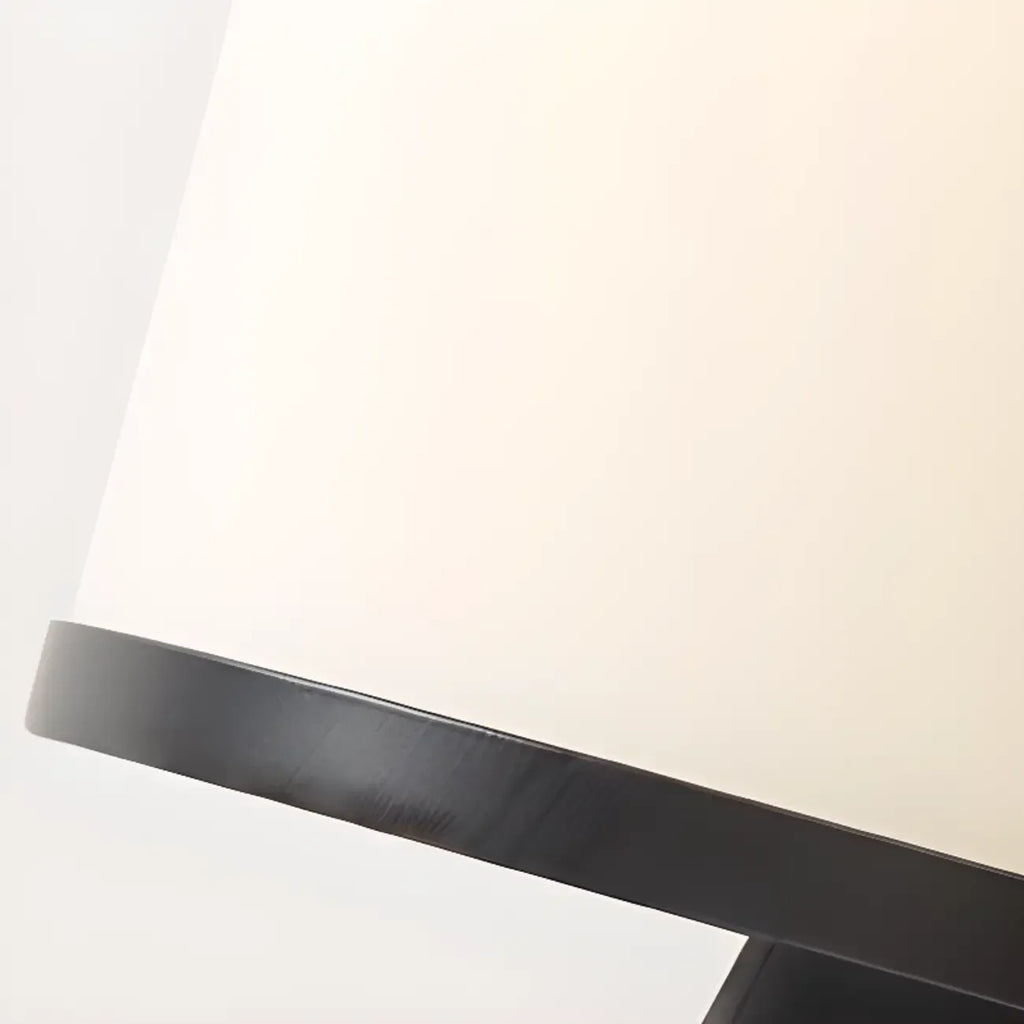 Modern Geometric Fabric Shade Wood Floor Lamp