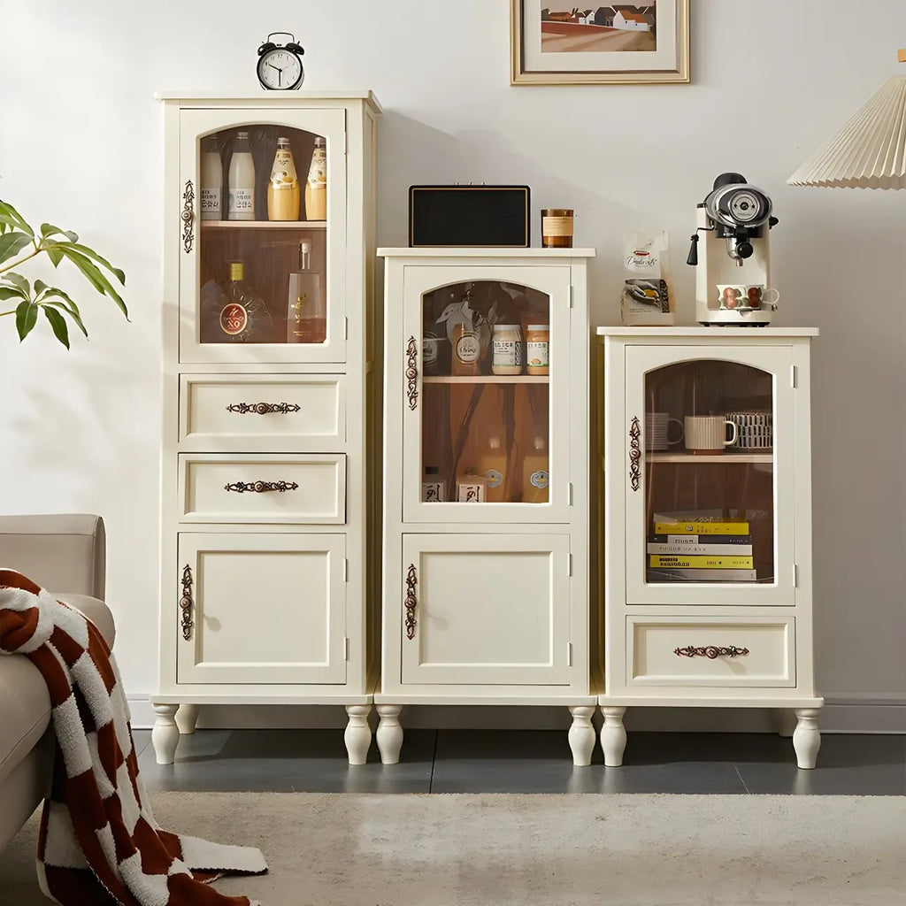Antique Wooden Storage Walnut Narrow Buffet Cabinet
