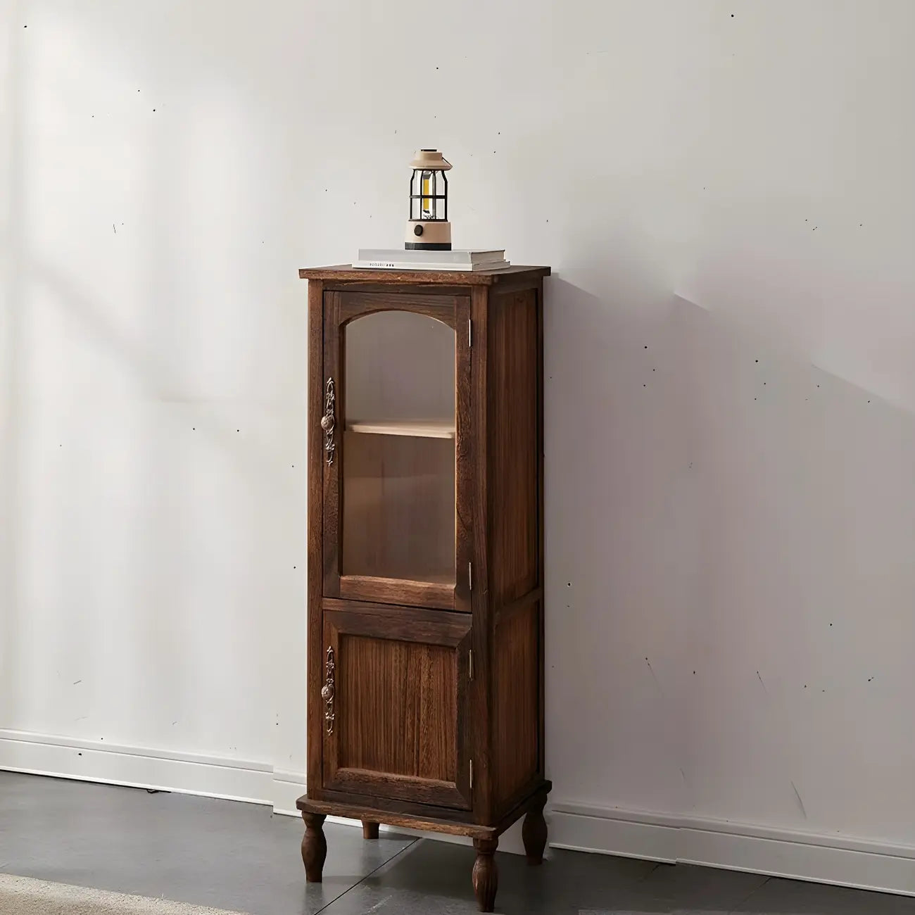 Antique Wooden Storage Walnut Narrow Buffet Cabinet